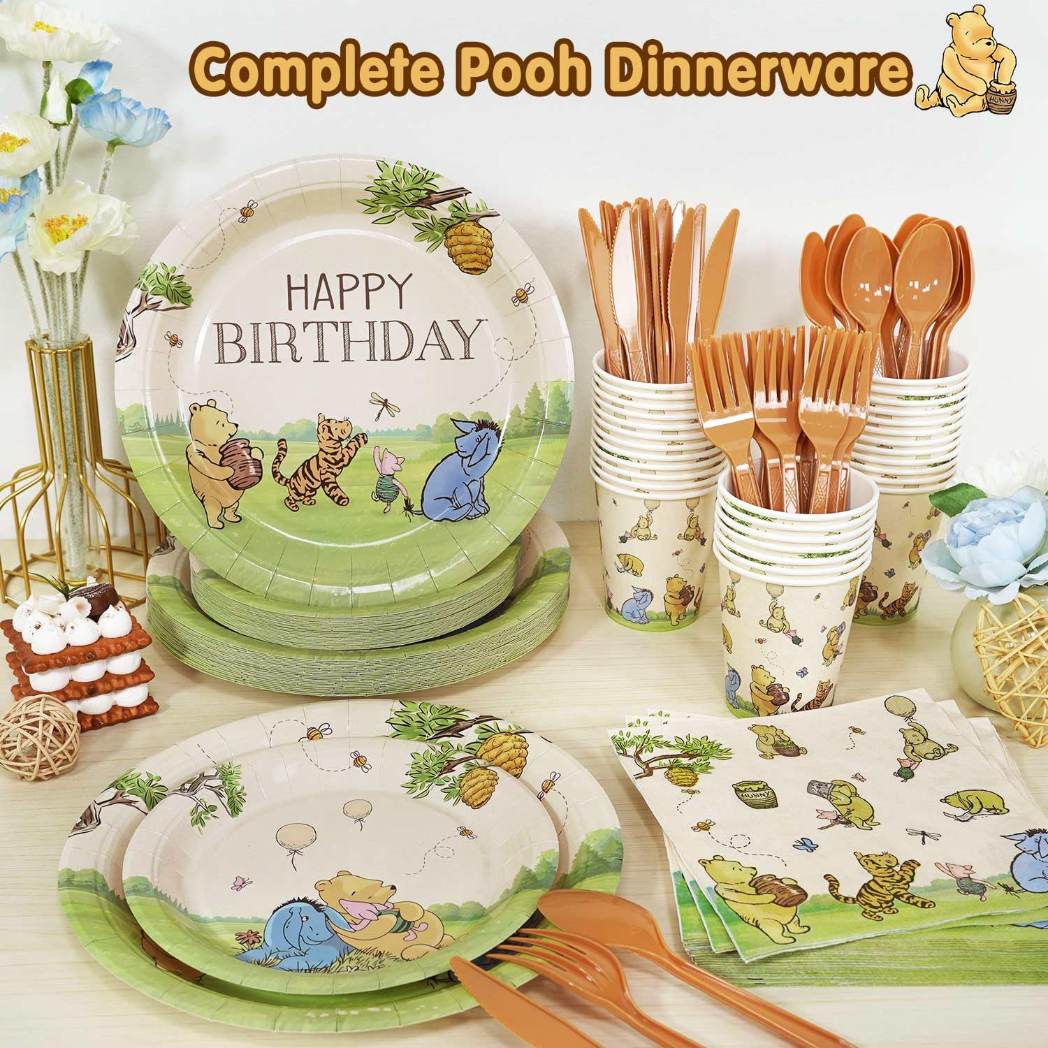 Heboland Winnie Pooh cutlery: complete utensils for stress-free, party-ready dining.