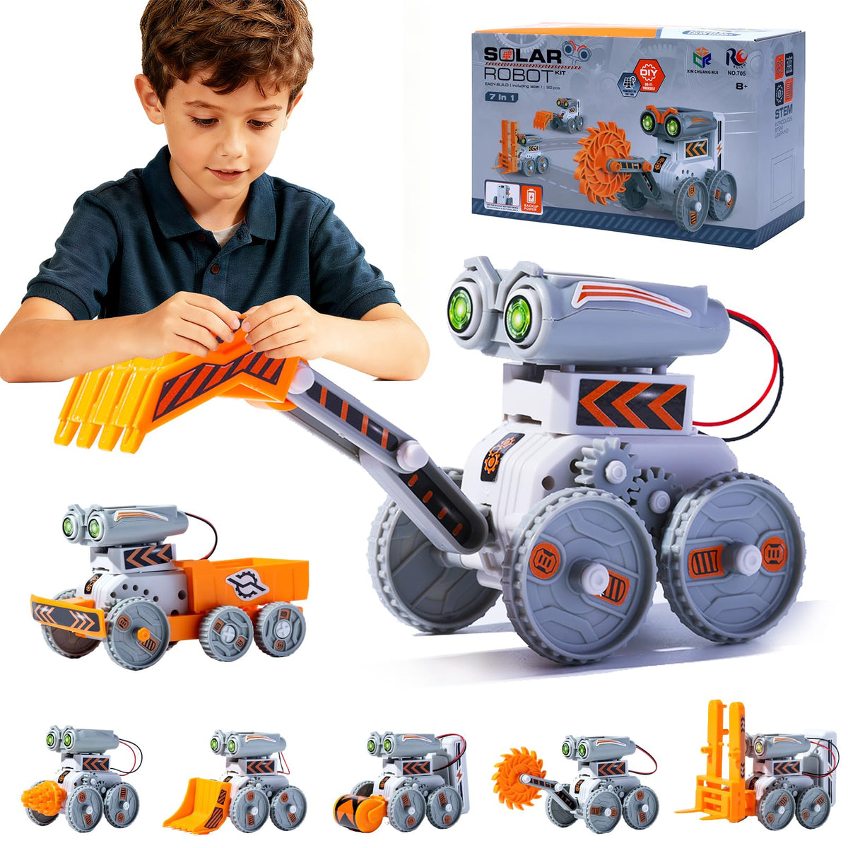 Hechify 7-in-1 solar robot kit assembly for hands-on STEM learning