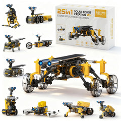Hechify STEM solar robot kit front view promotes solar energy exploration for kids.