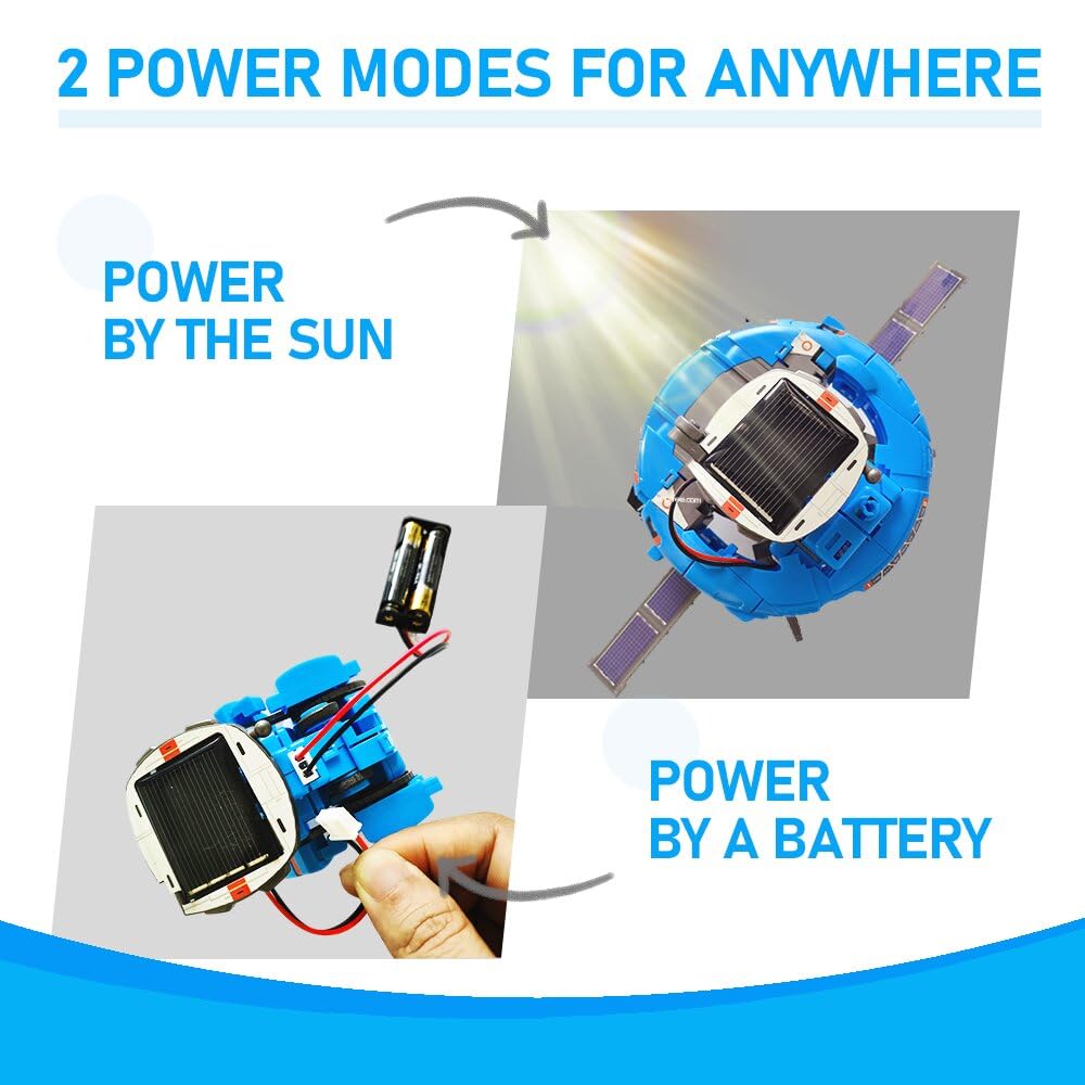 Hechify STEM 6-in-1 kit dual-drive setup, demonstrating solar and electric power options.