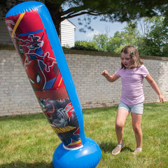 Hedstrom Spider-Man Bop Bag base-fill visual showing water or sand option.