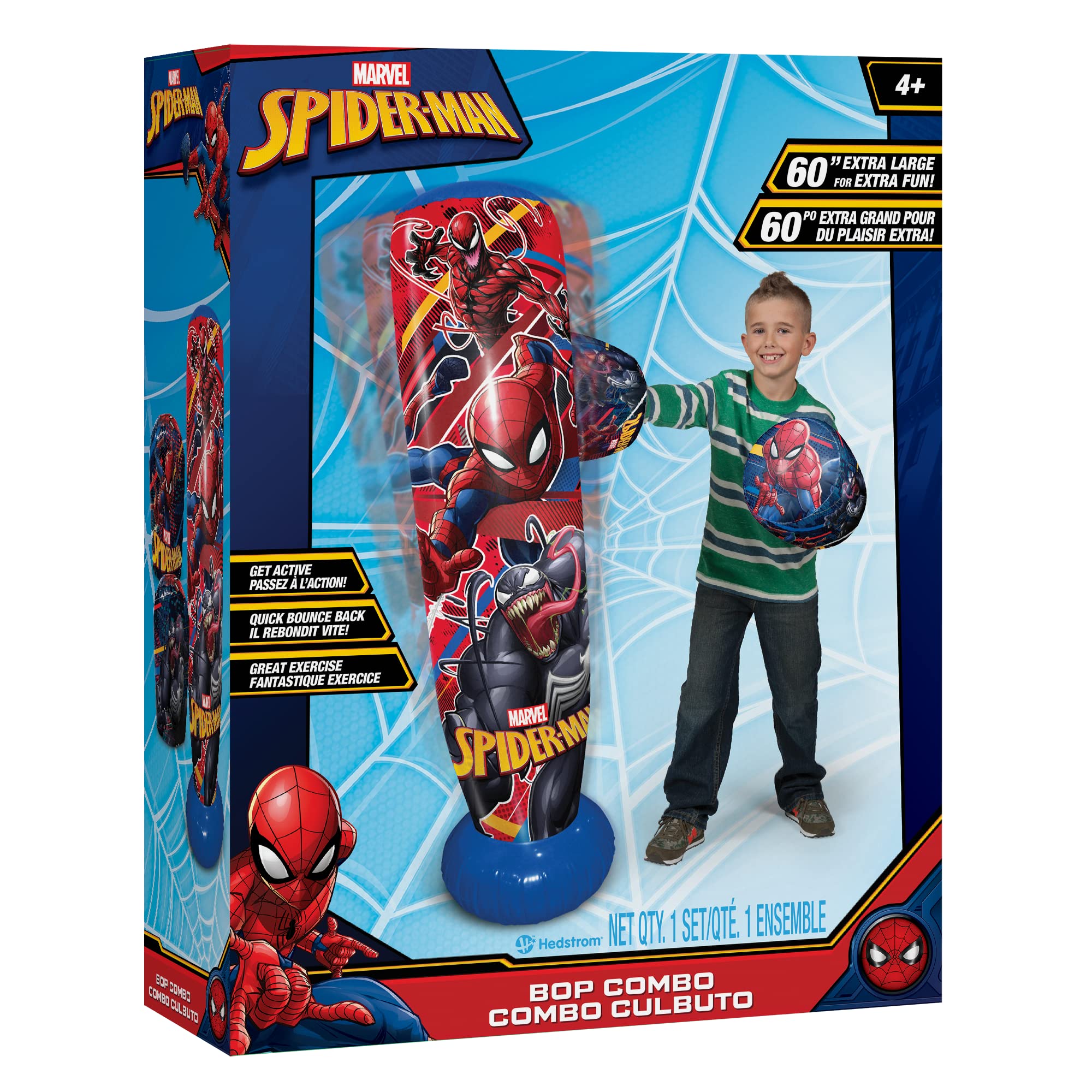 Hedstrom Spider-Man Bop Bag shown for indoor and outdoor play.