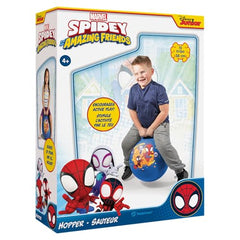 Hedstrom Spidey hopper ball grip handle provides secure hold during hopping.