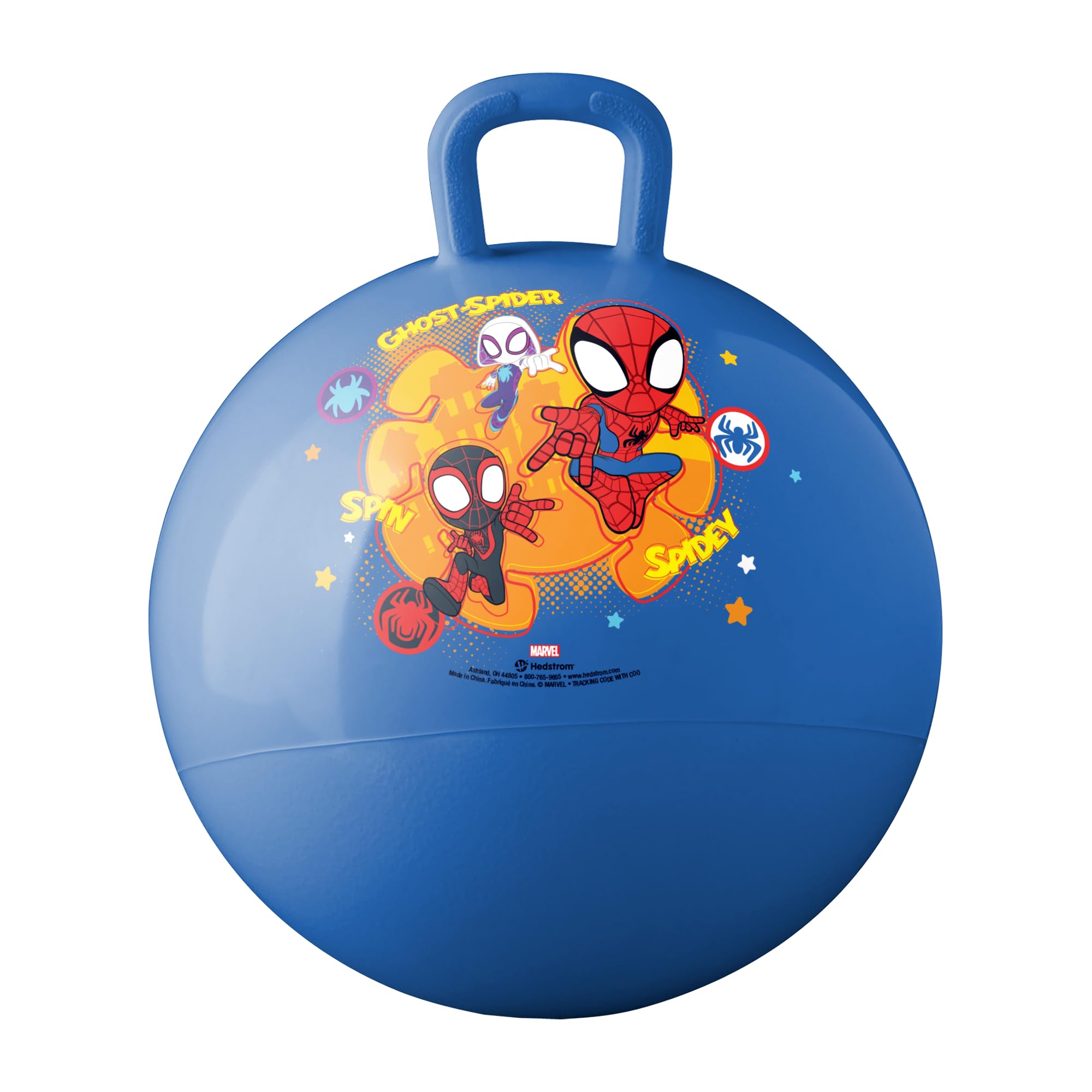 Hedstrom Spidey 15-inch hopper ball ready for indoor or outdoor play and coordination.