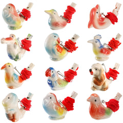 Hedume set of 12 bird whistles with different shapes for imaginative play.