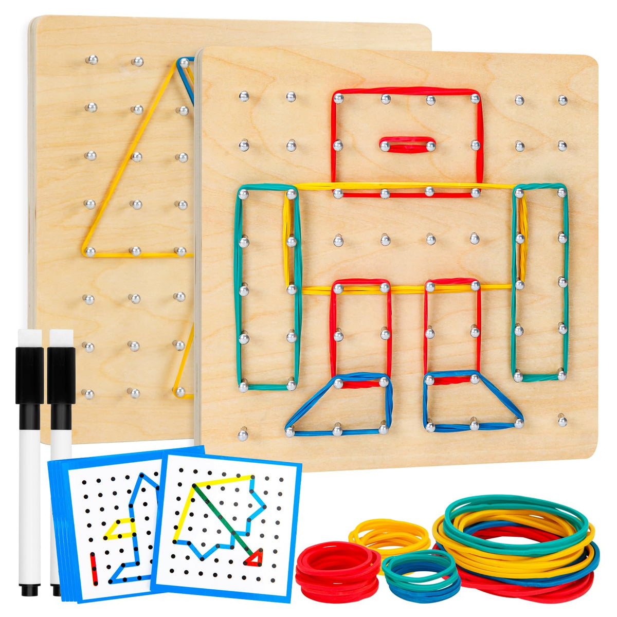 HEELWIRE 2Pack Wooden Geoboard with nails for shape building and spatial thinking