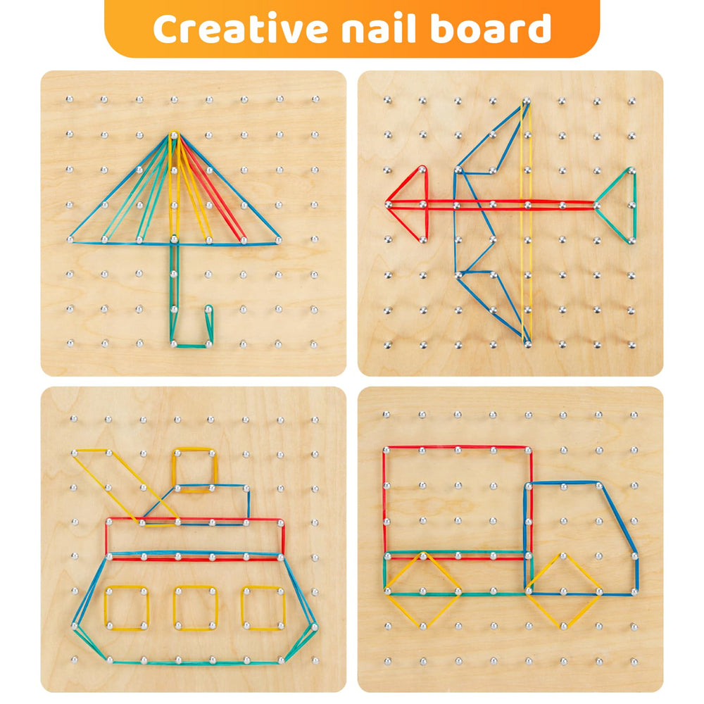 HEELWIRE wooden geoboard pattern cards for guided shape lessons