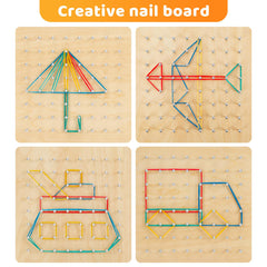 HEELWIRE wooden geoboard pattern cards for guided shape lessons