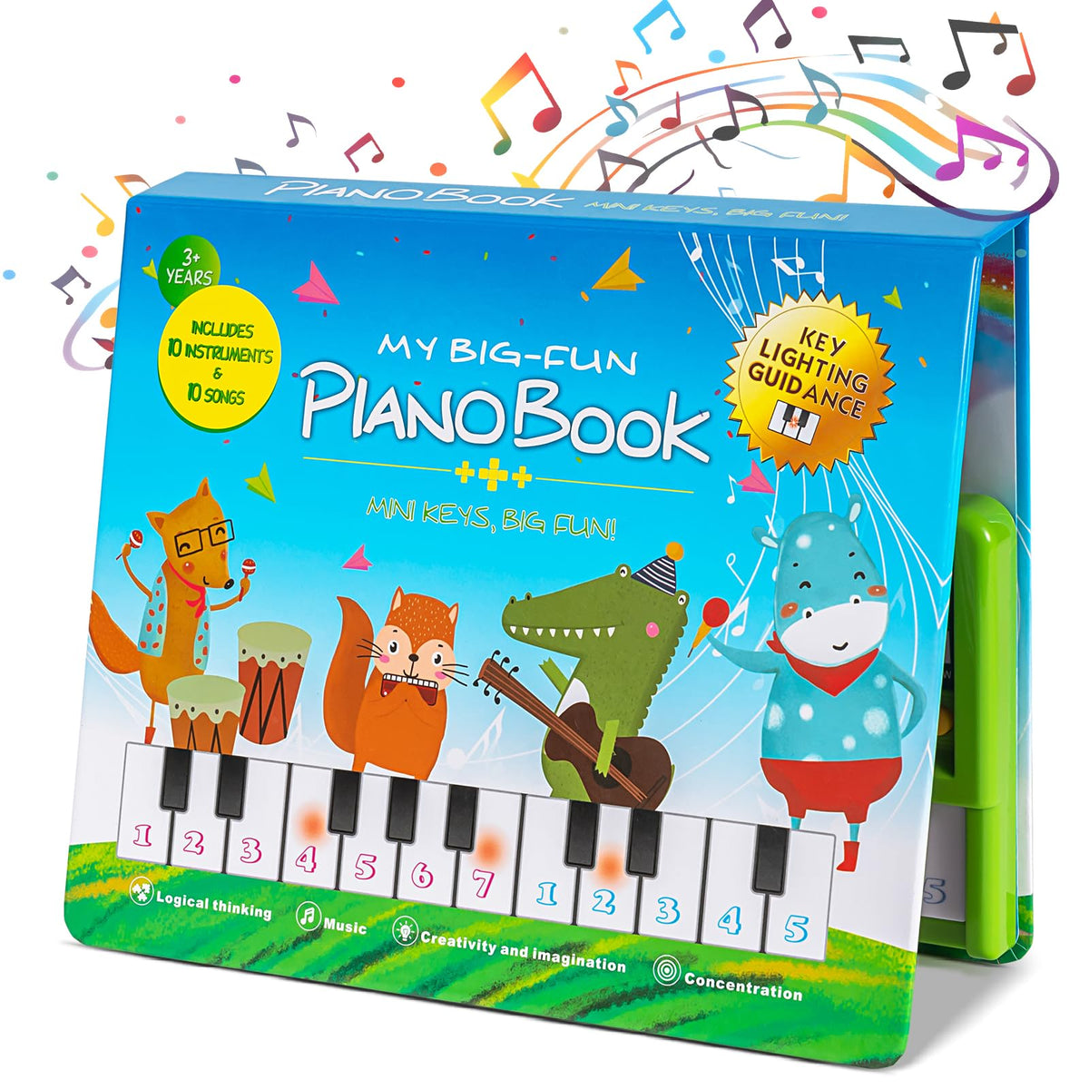 HEEPUEW toddler piano keyboard with book front view for early music learning