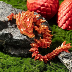 HEFANDAISHU dragon side pose in egg showing 12-inch length for scale.