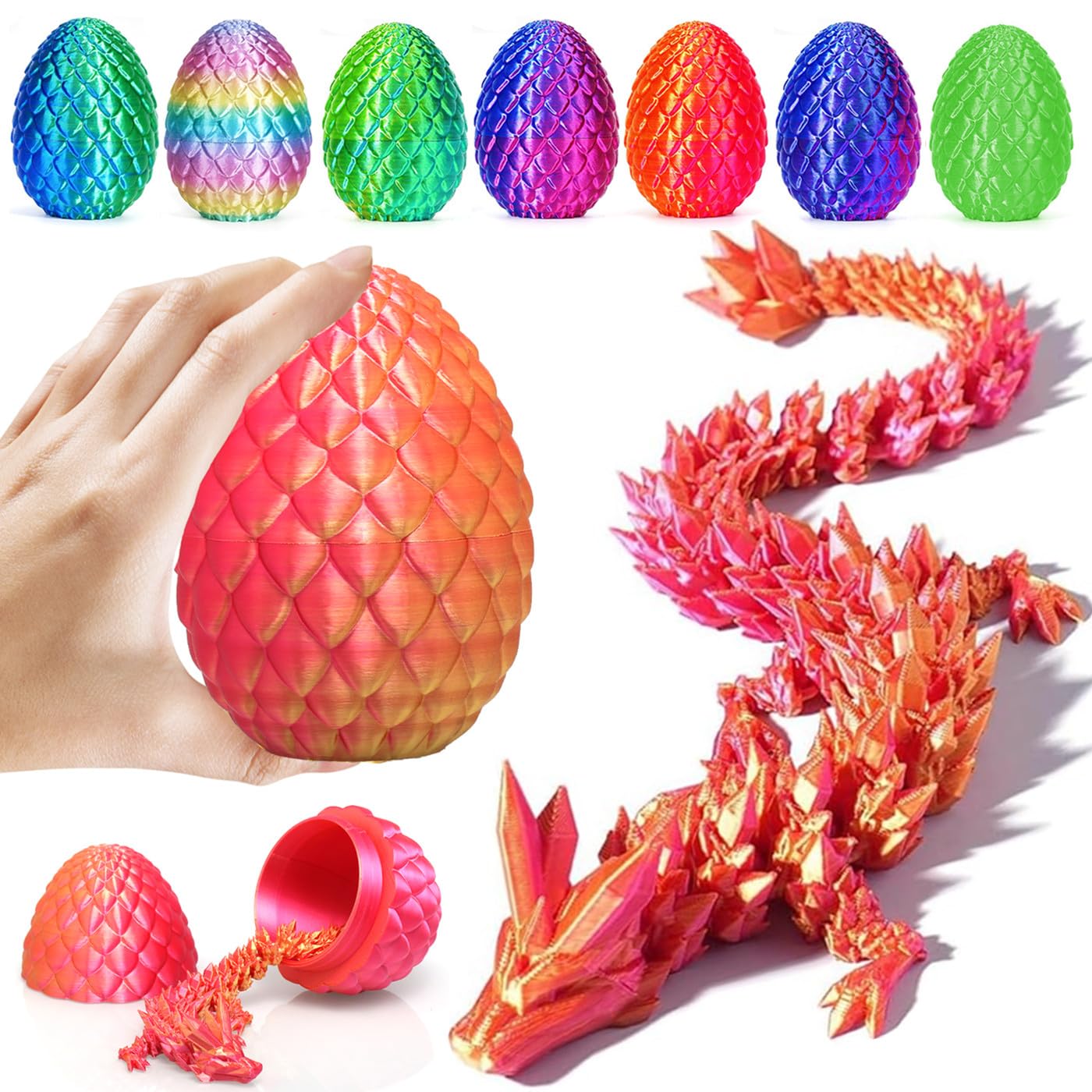 HEFANDAISHU dragon egg on display, vibrant color option for desk decor.