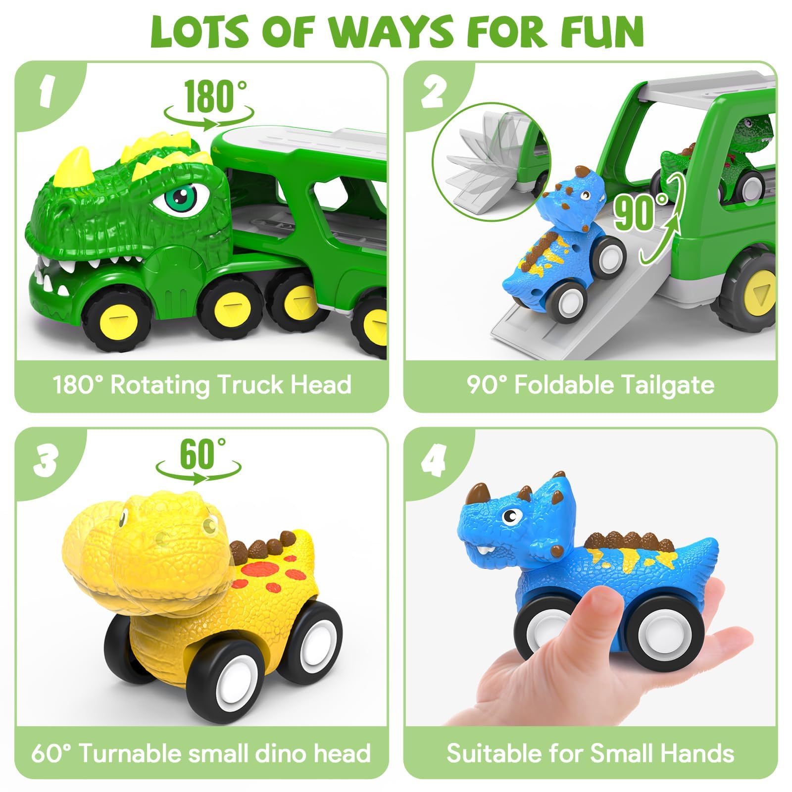 HEGUD dinosaur truck with 180 turning head for interactive storytelling