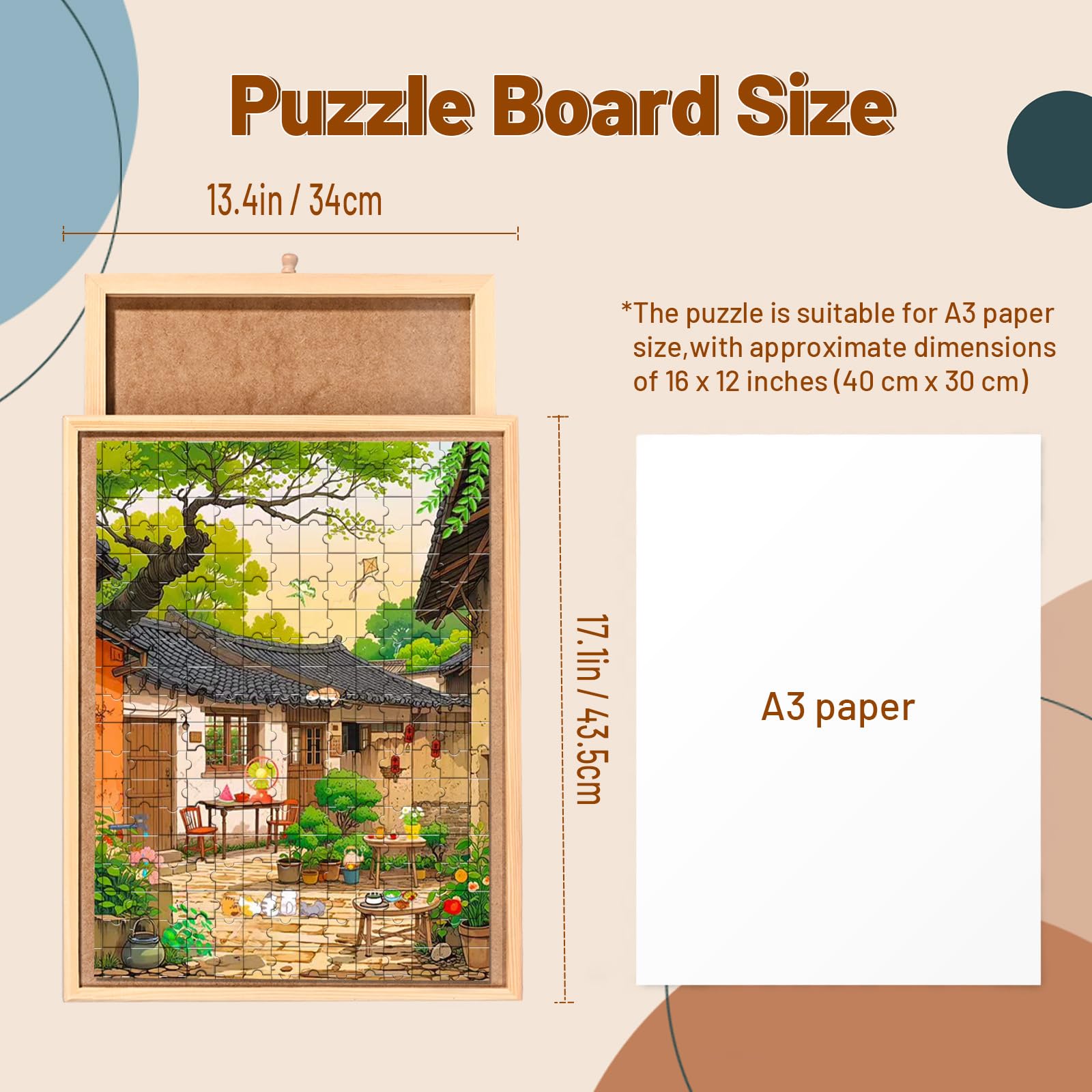 hehimhis compact puzzle board inner dimensions 16x12 accommodate standard small puzzles