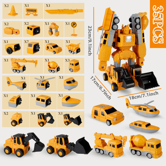 hehred 7-in-1 transforming cars playset allows kids to switch forms easily