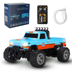 hehred mini rc truck blue shell with lights for night driving fun