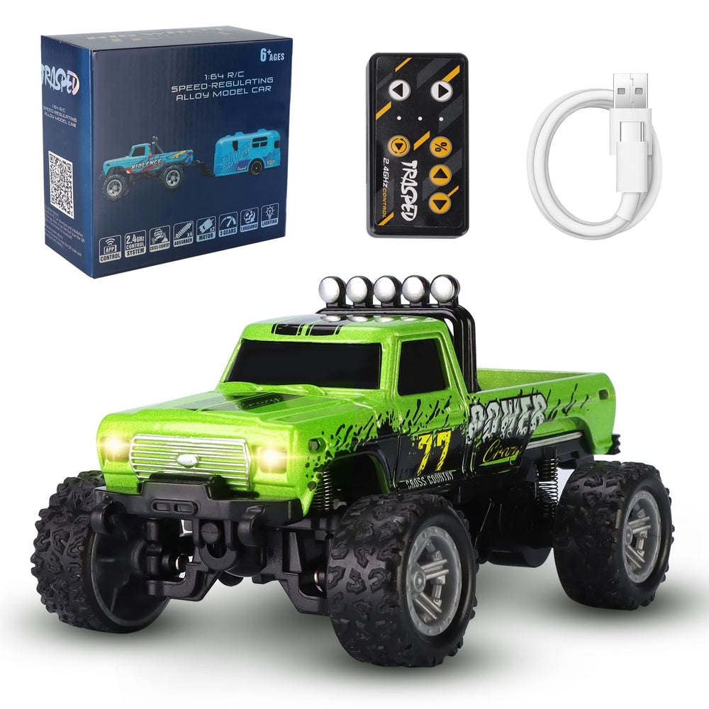 hehred Mini RC Truck front view with bright lights for indoor play