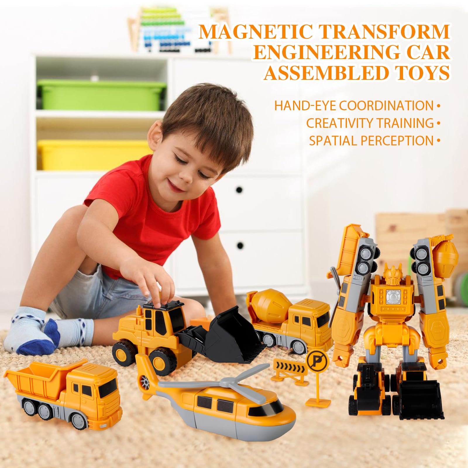 hehred portable storage box for magnetic transform car set and easy cleanup