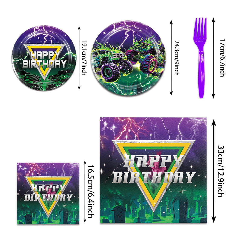Heidaman Monster Truck cake toppers add finishing touches to celebration desserts.