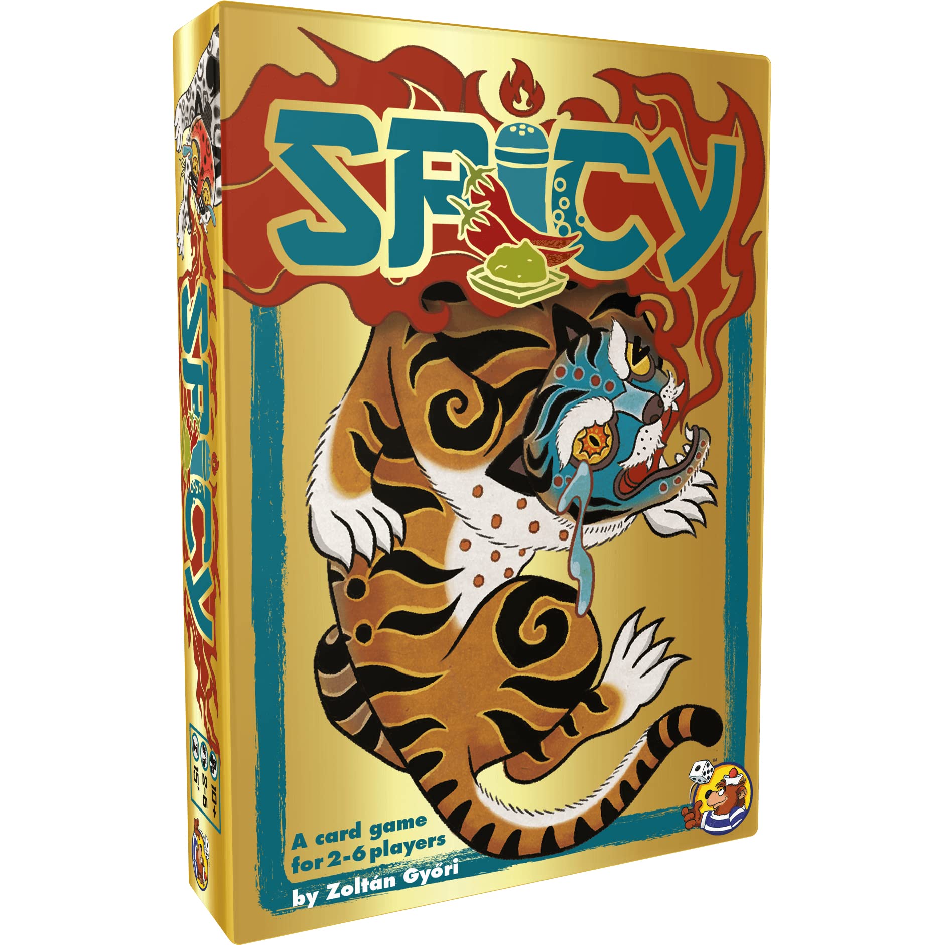 HeidelBÄR Spicy game box with gold accents and bold artwork.