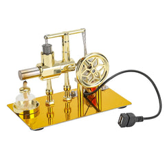 Heligotech Stirling engine desk display ideal for classroom demos and desk-top projects.