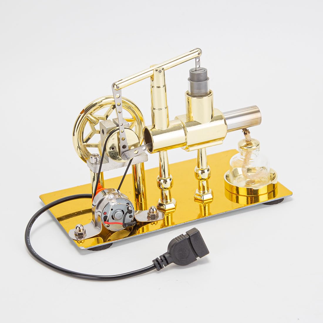 Heligotech Stirling engine glass cylinders capture the clear, precise build for inspection.