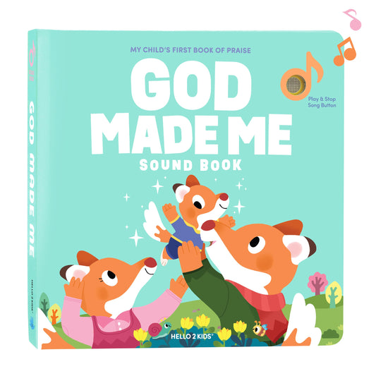 Hello 2 Kids God Made Me book cover with vibrant art boosts early faith curiosity.