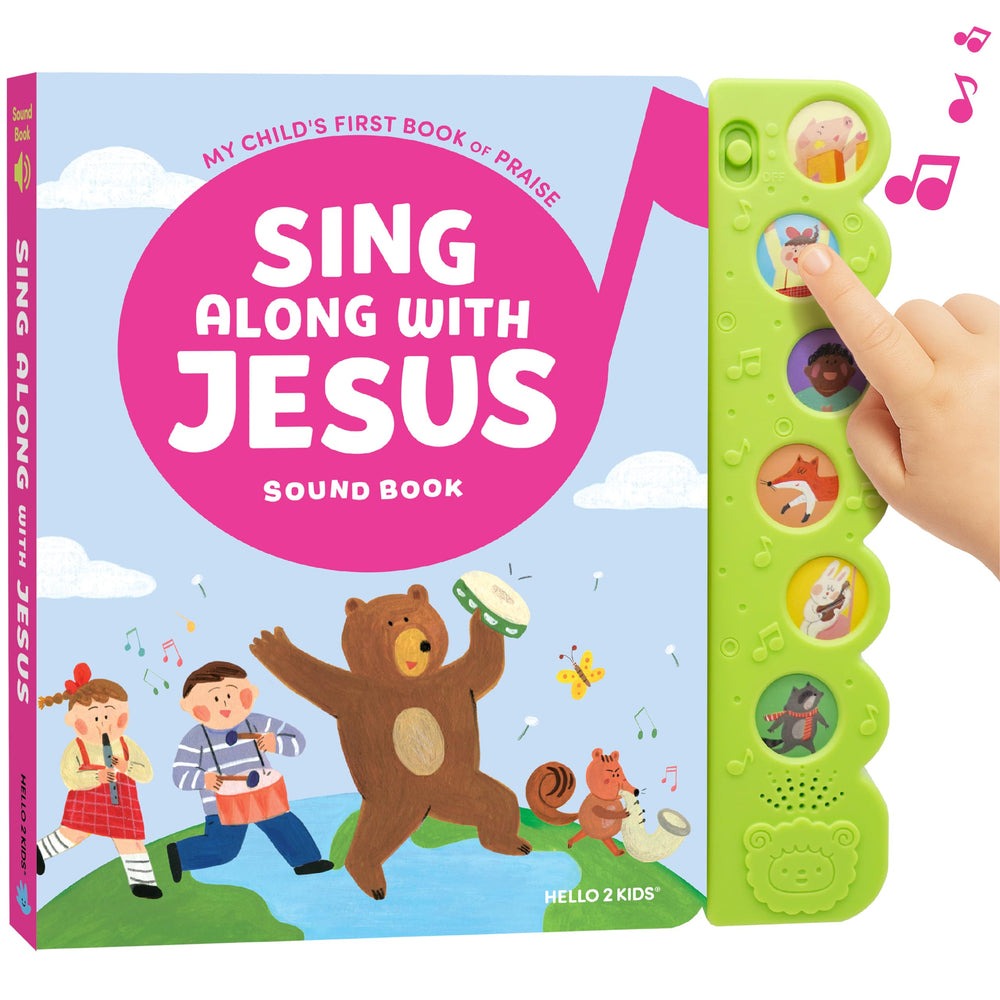 Hello 2 Kids Sing Along with Jesus cover with vibrant illustrations for early faith learning.
