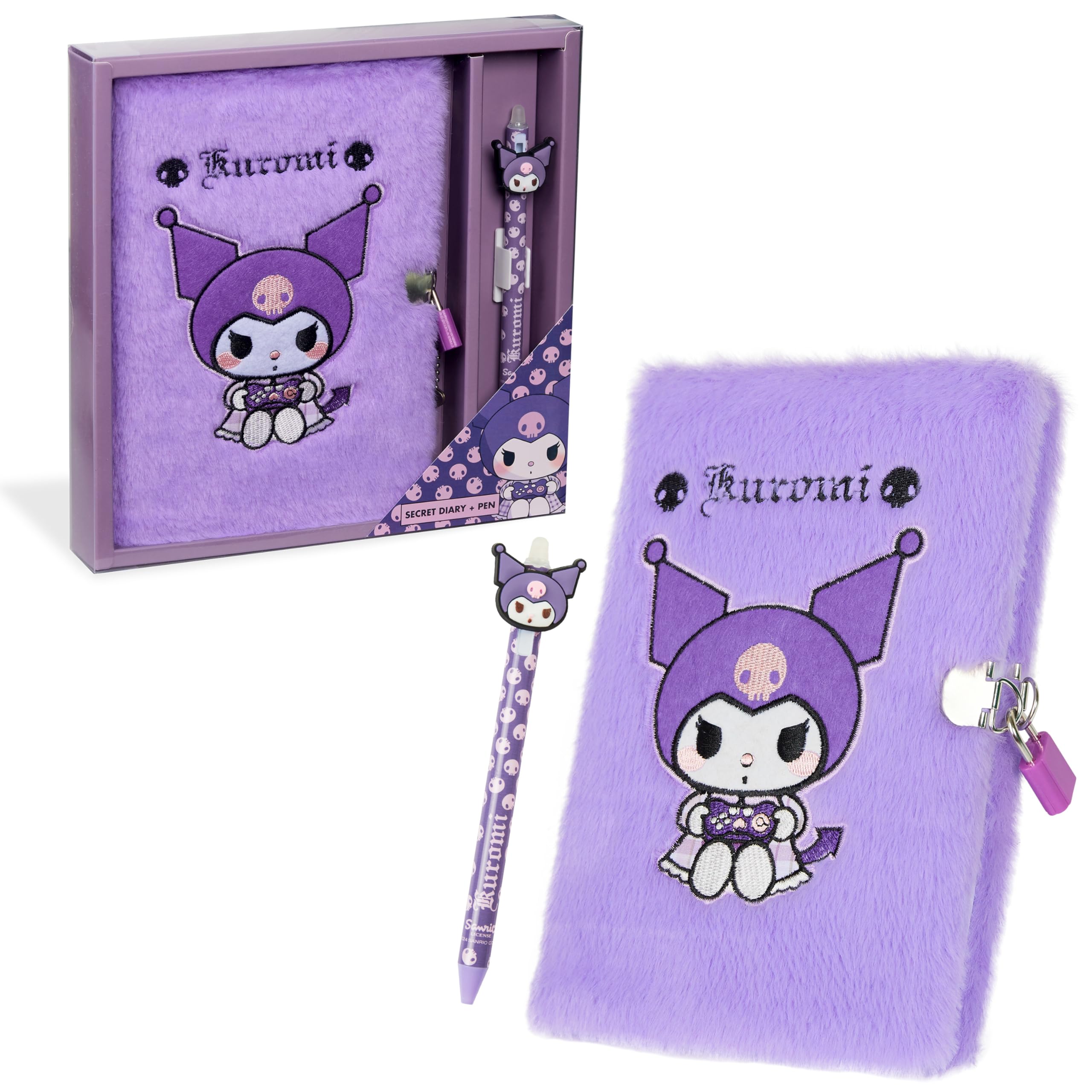 Hello Kitty diary with lock and key and purple cover for private journaling.