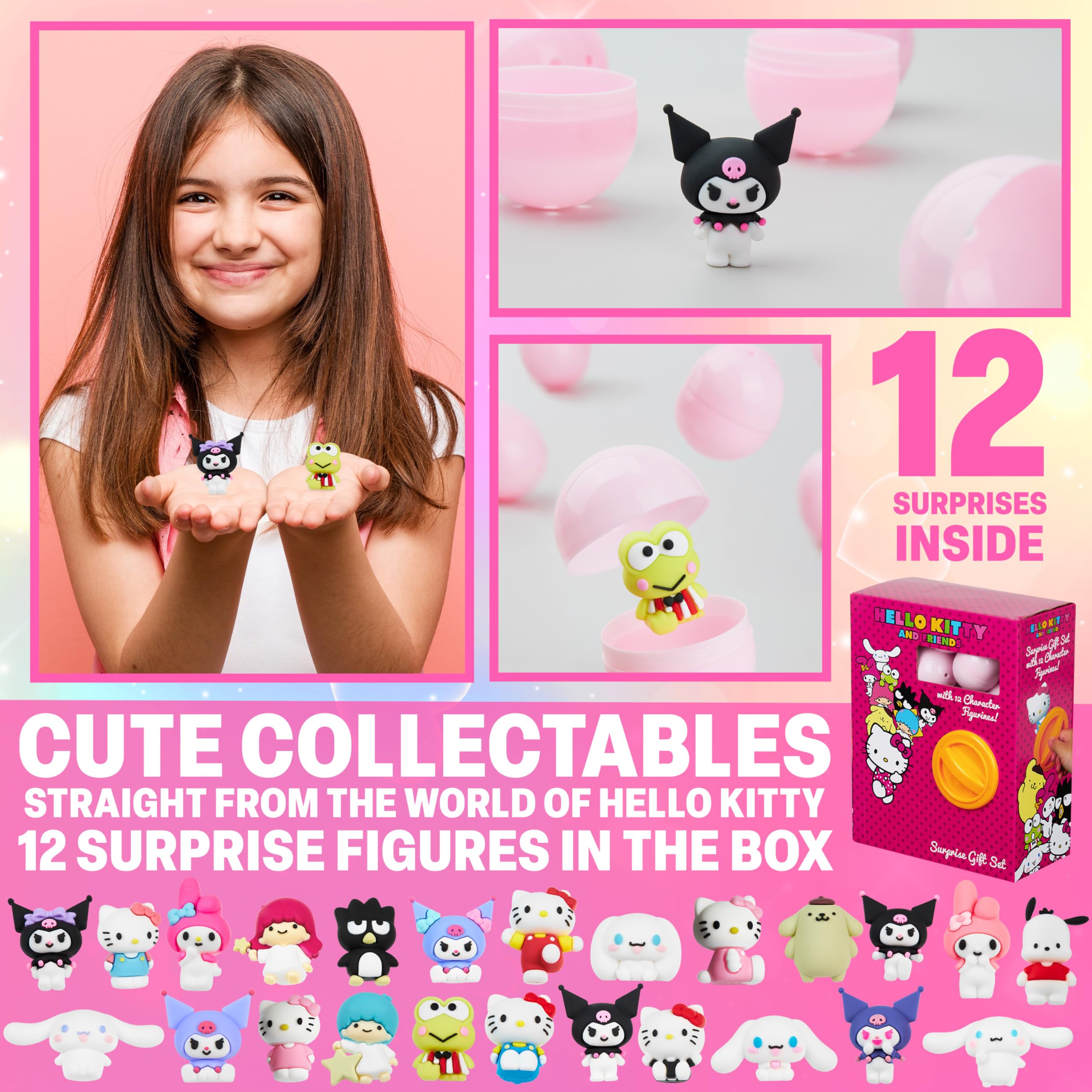 Close-up of a mystery capsule revealing a Sanrio figure