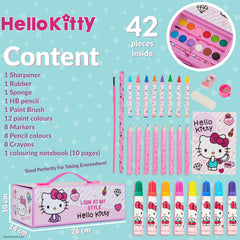 Hello Kitty art set in a durable travel case supports screen-free play