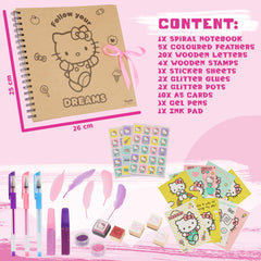 Hello Kitty wooden letters and feathers for DIY embellishments.