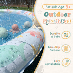 Hello Little Honey splash pad connects to a standard hose for quick setup.