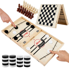 HELLO PAPAYA Foldable Sling Puck Game board setup for quick family fun.