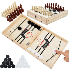 HELLO PAPAYA foldable sling puck game with chess board for quick family play