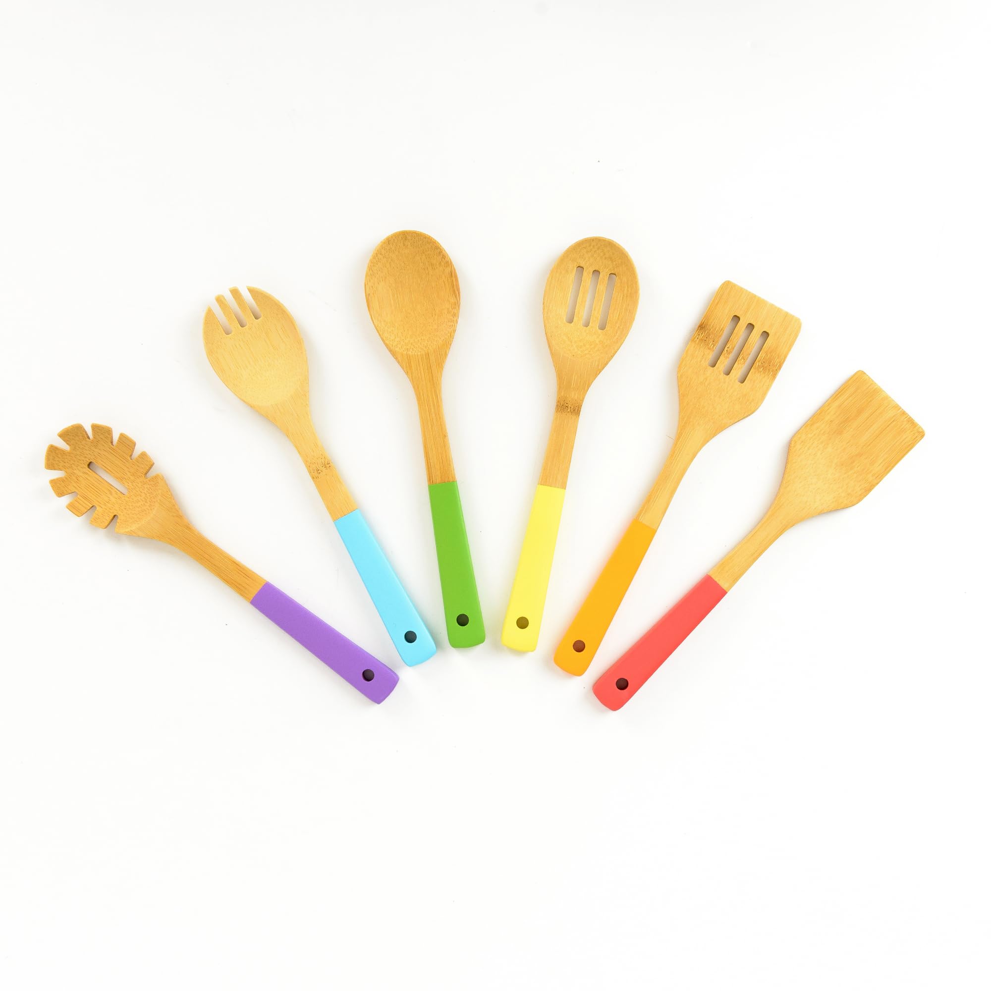 HelloBio Rainbow Bamboo Utensils for Kids with kid-friendly grip and size
