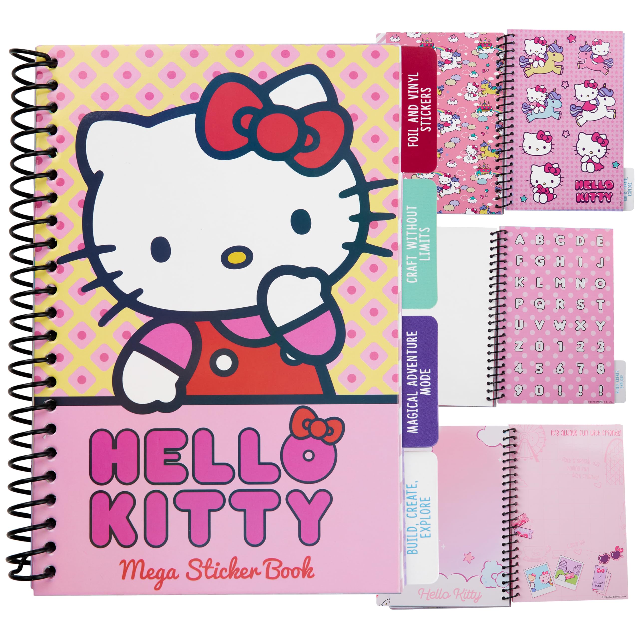 Hello Kitty sticker book cover showing bright designs for journaling and crafts