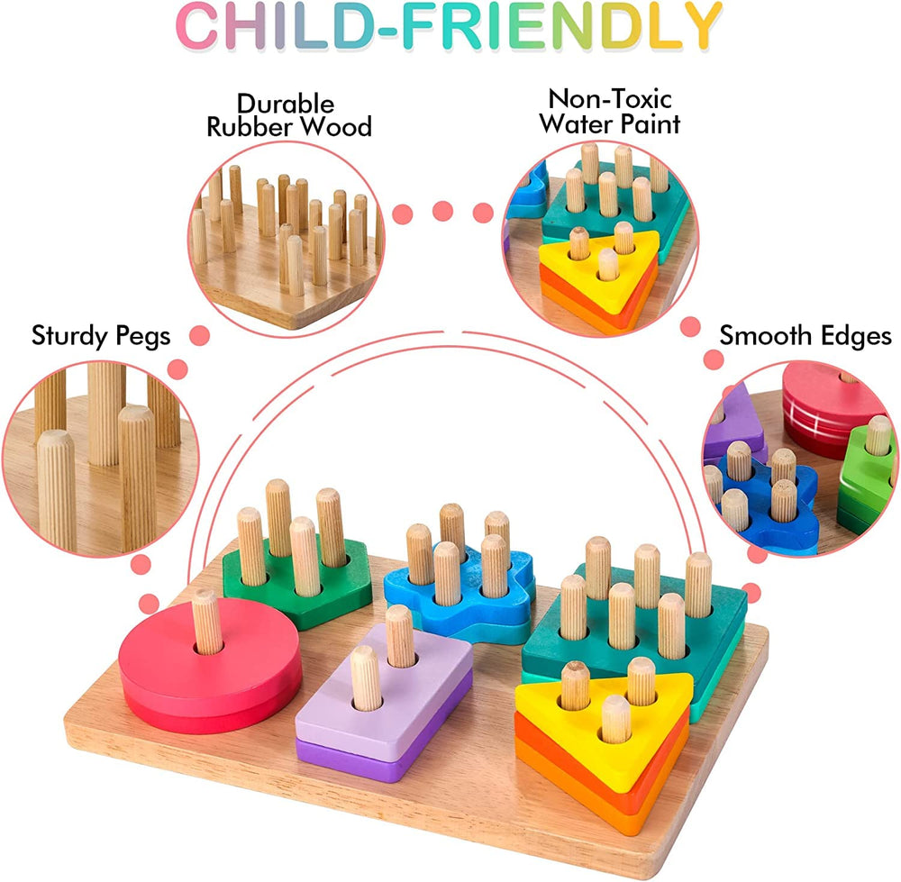 HELLOWOOD 24-piece block set promotes shape and color recognition