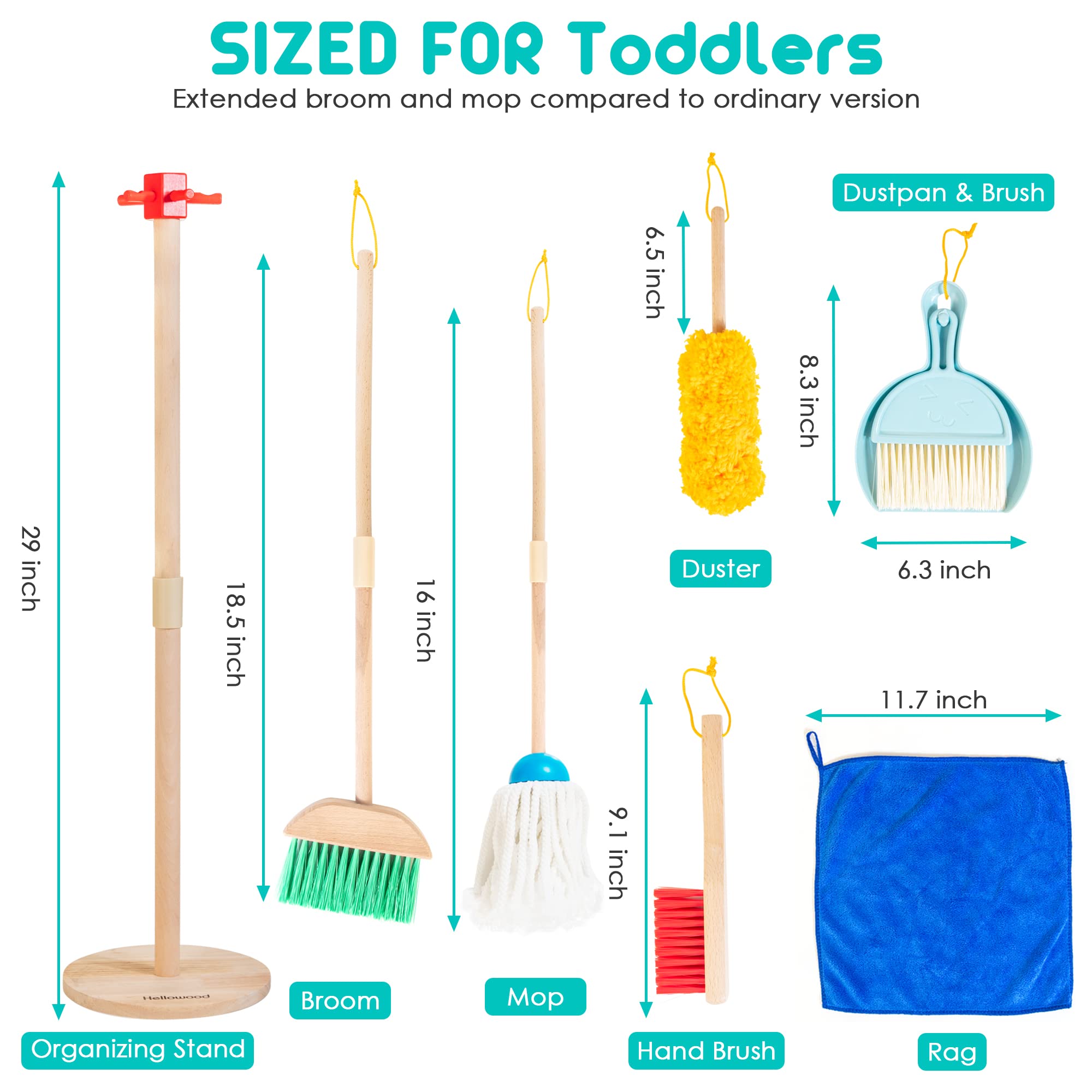 HELLOWOOD kids cleaning duster highlights realistic tools to motivate independent cleanup