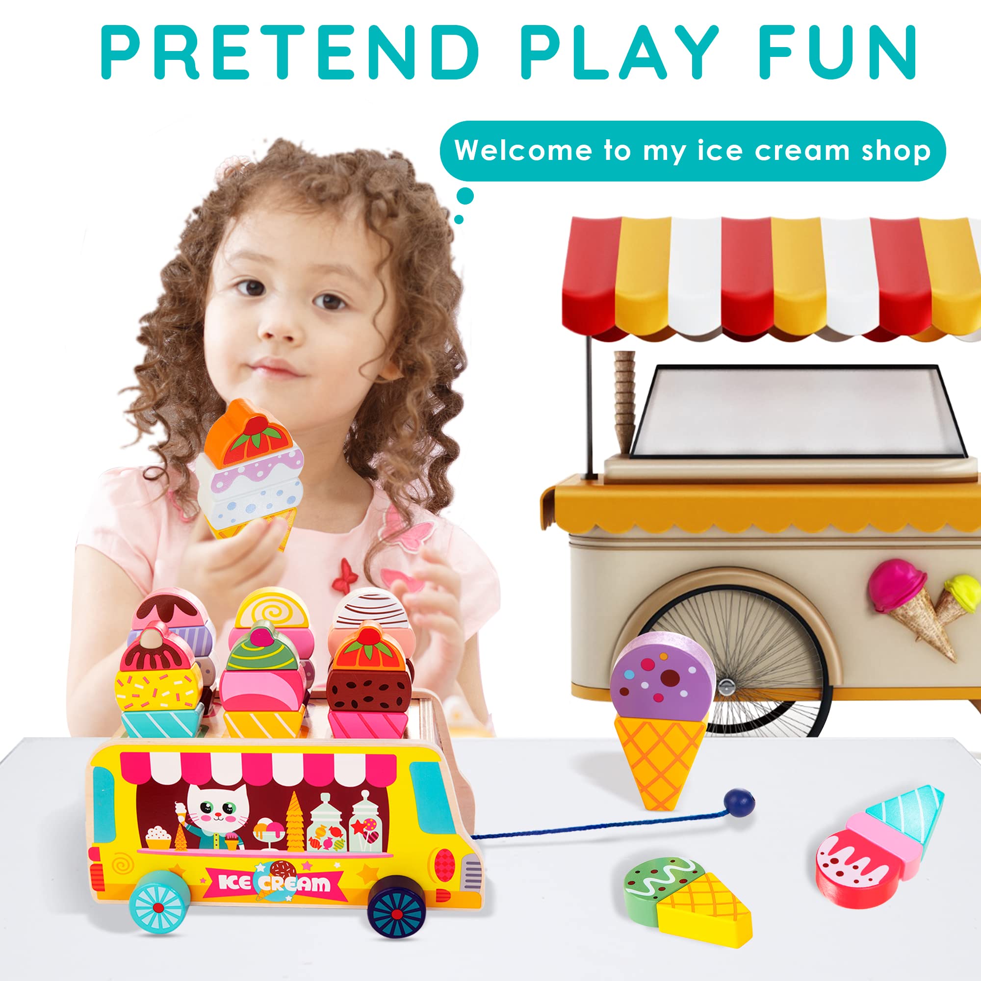 HELLOWOOD truck with wheels offers easy pull-and-go play for toddlers.