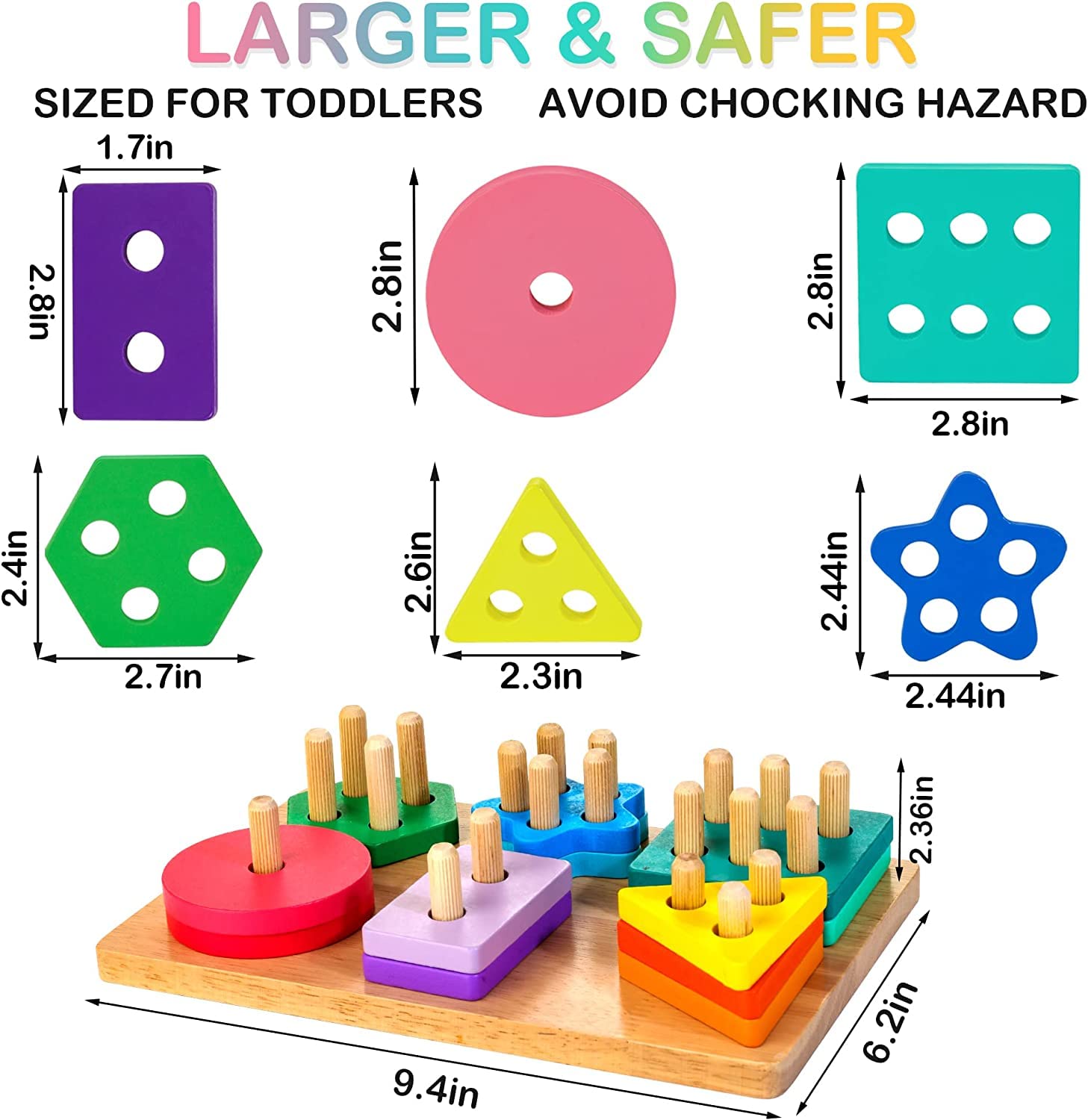 HELLOWOOD wooden base with pegs for durable stacking play