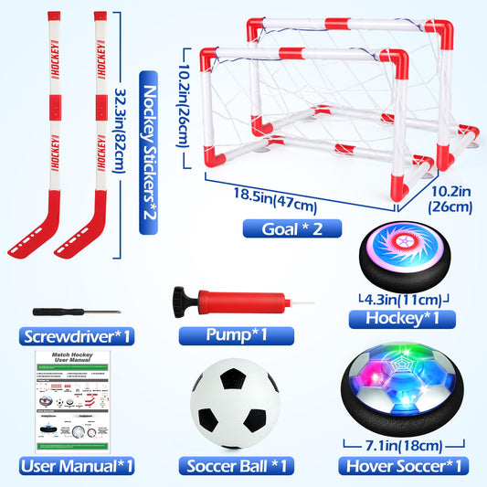 Helsort Hover Hockey Set shown with goals for quick family matches.
