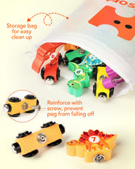 Helsort safe wooden construction with water-based paints for worry-free play.
