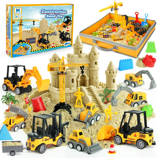 Helsort Sand Construction Site Kit trucks in action for imaginative play