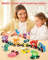 Helsort animal-themed train cars spark imaginative storytelling during learning.