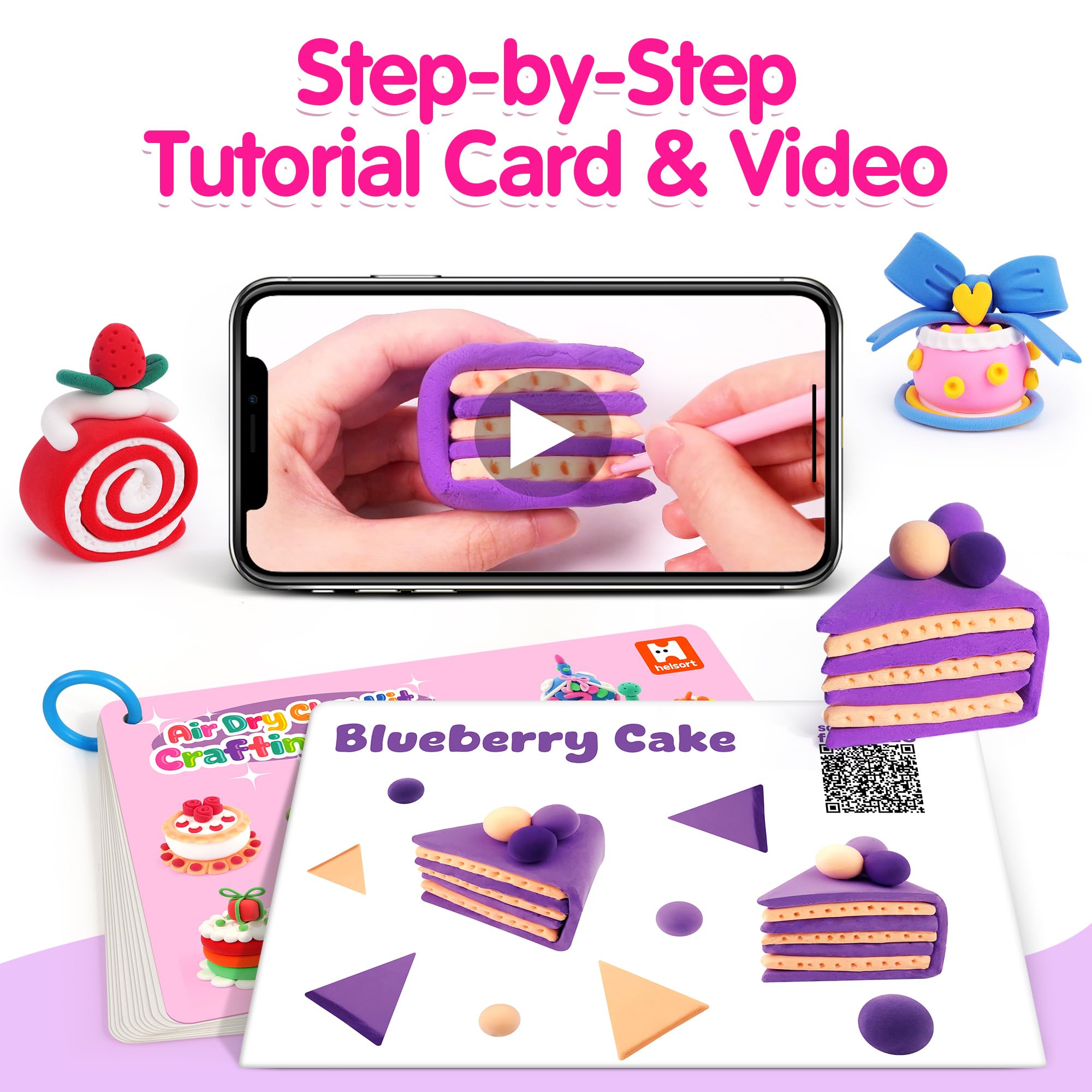 Helsort tutorial cards guide kids in creating dessert sculptures