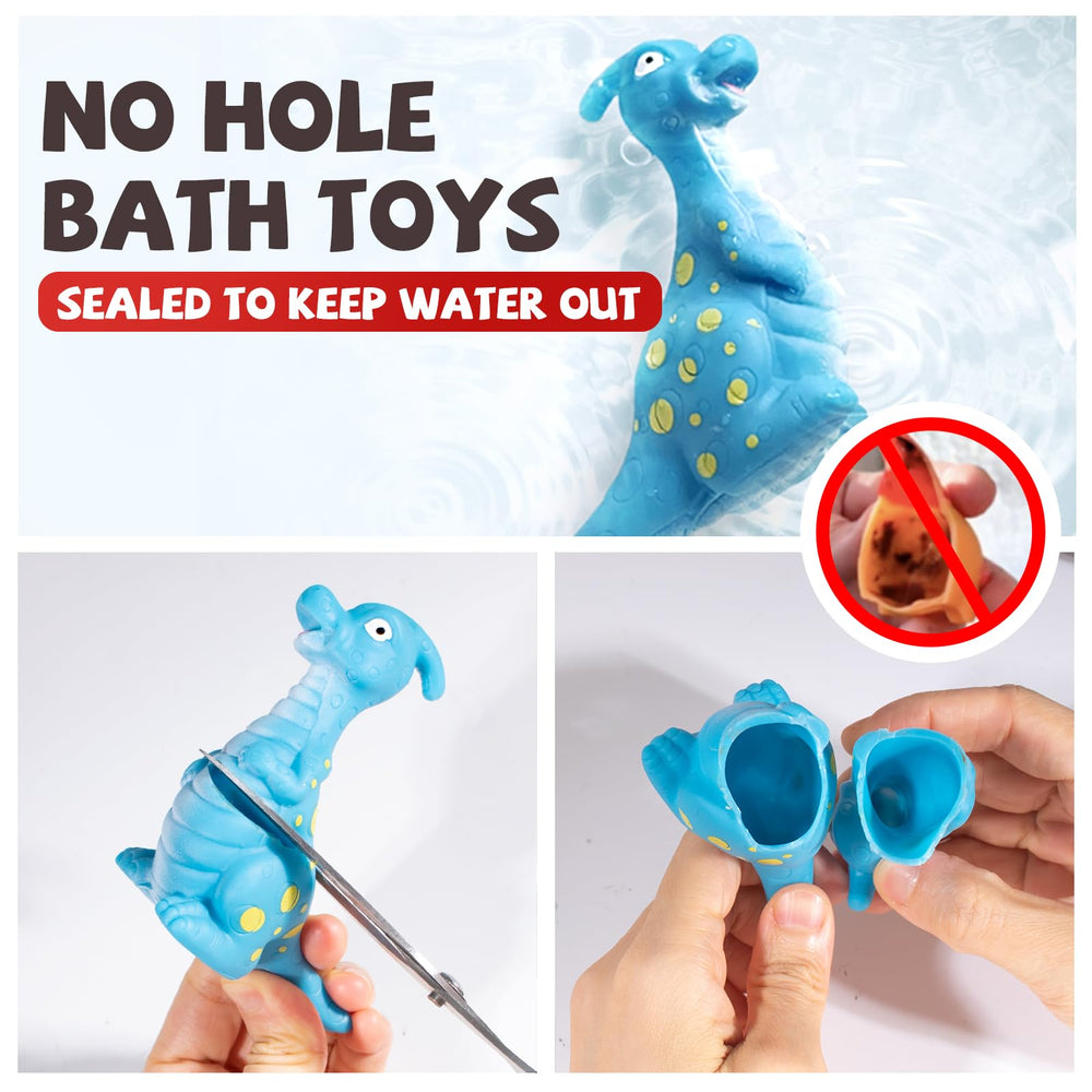 Hely Cancy Dinosaur bath toy no-hole sealess design for easy cleaning.