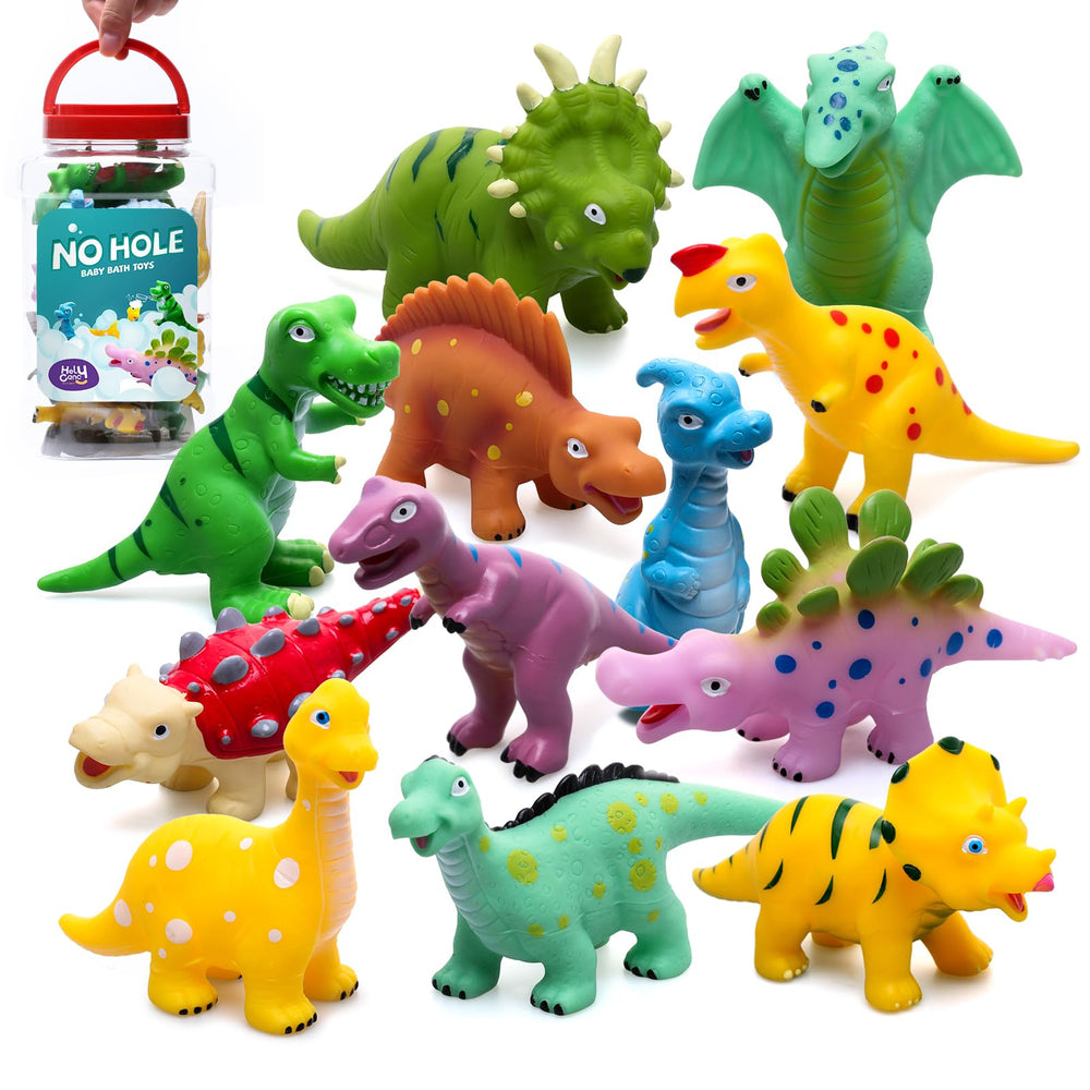 Hely Cancy Dinosaur bath toy floats in tub for engaging bath time.