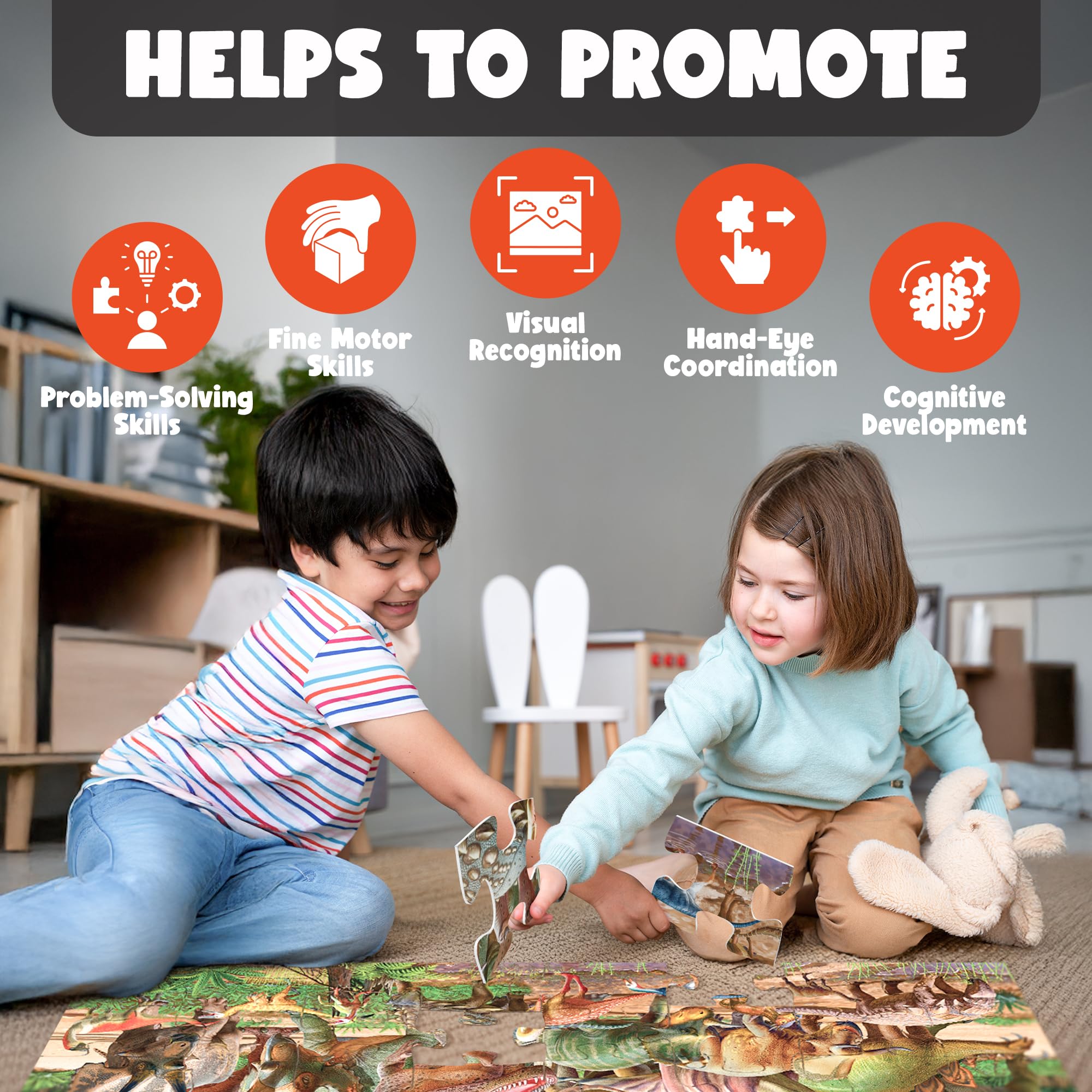 Hemalleon educational dino puzzle supports early science recognition.