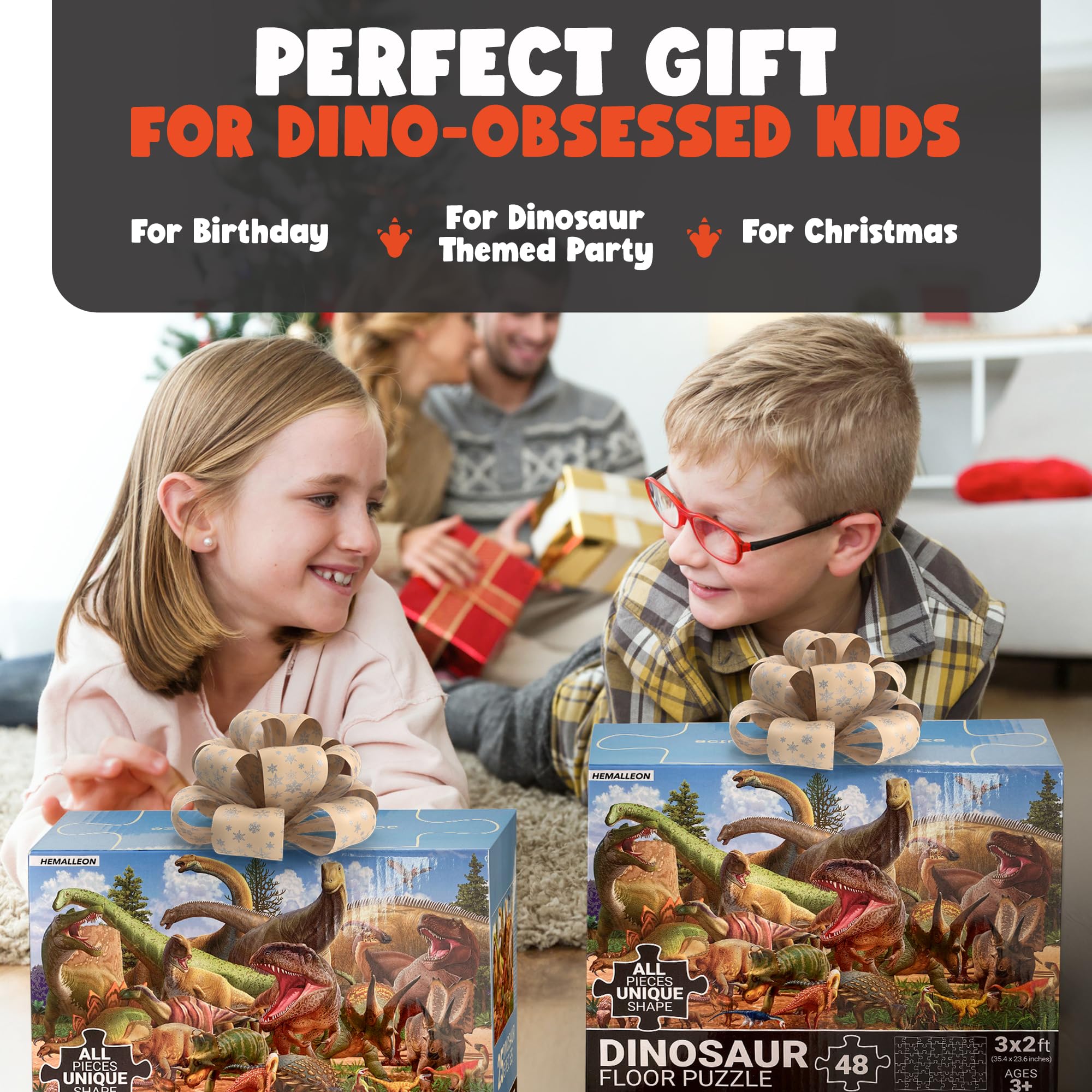 Hemalleon gift-worthy dinosaur puzzle for kids ages 3 and up.