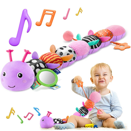 HEMRLY baby sensory caterpillar teether provides gentle gum relief during play